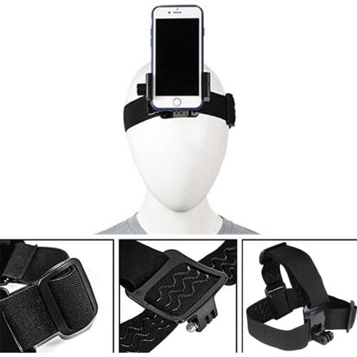 Head Band Phone Holder Head-Mounted Headband Mount Strap Adjustable Belt Cellphone Selfie Mount Clip For 4.5-7 inches Smartphone
