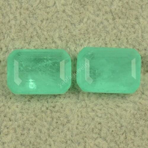 Wholesale Paraiba Stone 4x6~13x18mm Green Color Rectangle Octangle Step Cut Crystal Glass Spliced Fusion Gems For Jewelry Making