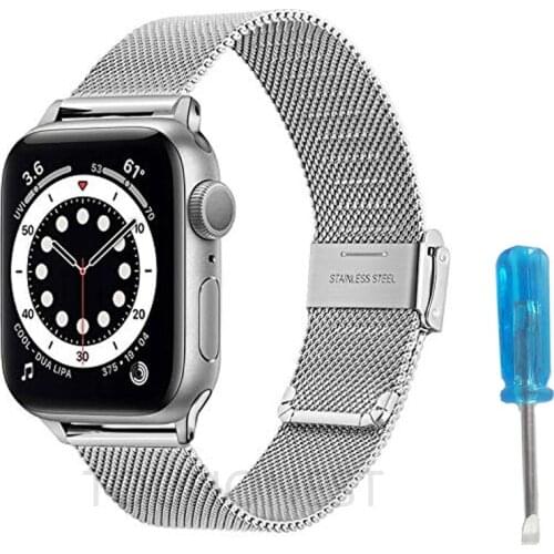For Apple Watch 6 SE 5 4 Strap 44mm 40mm Stainless Steel Bracelet Metal Wrist Band of iWatch Series 3 2 38mm 42mm Milanese Loop