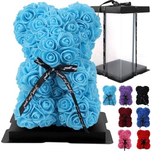 Handmade Rose Bear Gifts for mom Women Girls Gifts Anniversary Valentines Day Birthday Gifts - Rose Bear with Box