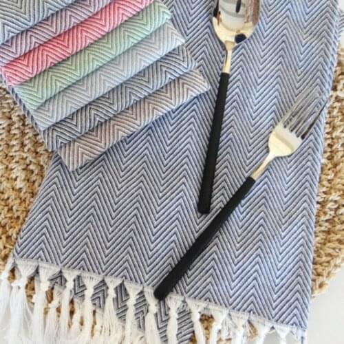 Kitchen Towel Hand-made Tassel Napkin Cotton Yarn Dyed Dish Towel Cleaning Cloth Multi Tea Towel Dishtowel