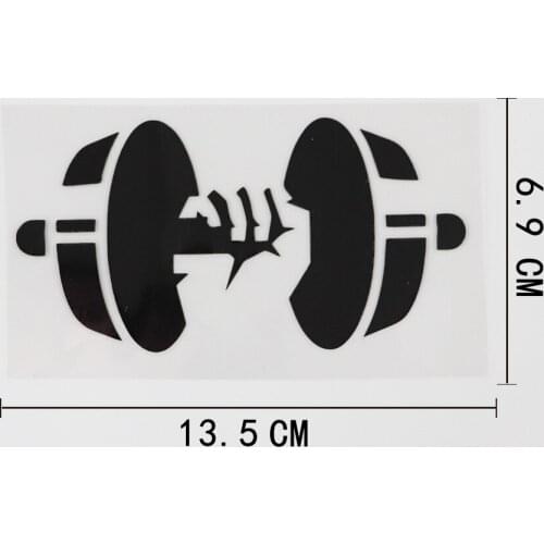 13.5CMX6.9CM Fun Dumbbell Gym Fitness Club Decal Vinyl Car Sticker Black/Silver 8A-0984