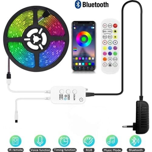 RGB LED Strip Bluetooth Control Flexible Tape Ribbon Diode SMD 5050 DC 12V Waterproof LED Light Strips With Memory Function