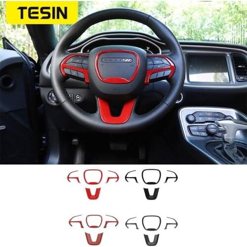 TESIN Car Steering Wheel Decor Cover Accessories for Dodge Challenger 2015+ for Dodge Durango 2014+ for Dodge Charger 2015