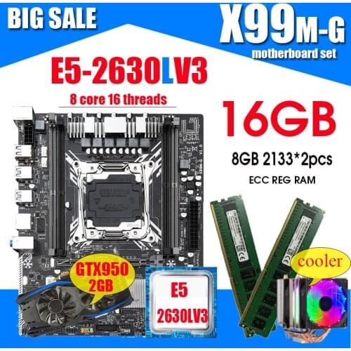 X99M-G Motherboard with Intel XEON E5 2630LV3 with 2*8G DDR4 RECC memory GTX950 2GB and COOLER combo kit set SATA 3.0 USB 3.0