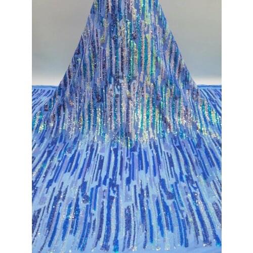 XIYA 2021 Bllue Milk Lace With Sequins African Lace Fabric High Quality French Mesh Lace Fabric For Wedding Party NI5123-1