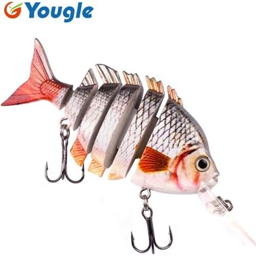 YOUGLE 1Pcs Fishing Lure Fake Artificial Bait 6-Segment Multi Joined Swimbait Crankbait 10cm 14g