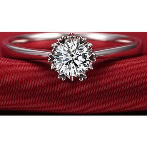 925 Real Sterling Silver Round Cut 0.5ct Heart 6 Prong Moissanite Solarite Ring Solid Ring Engagement Ring Jewelry For Women
