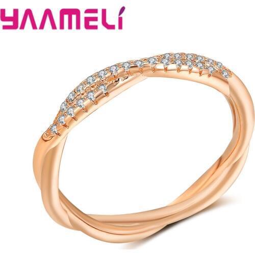 YAANELI Top New Fashion AAA Zircon Crystal Vintage Rose Gold Cross Ring Women Wedding Finger Luxury Bague Bijoux Gifts