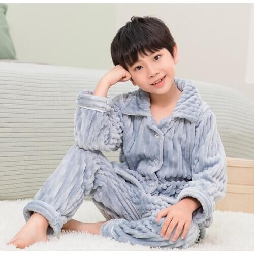 MudiPanda Winter Boy Pajamas Set For Teenagers Girls Nightshirt Baby Home Clothes ChildrenS Corduroy Warm Pyjamas Kids