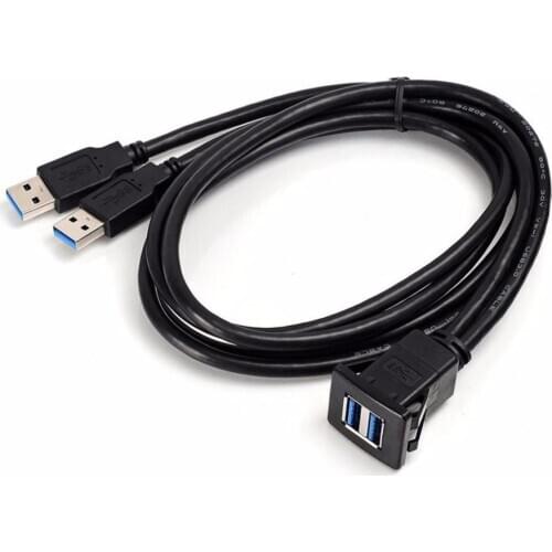 1M/2M Socket Cable USB 3.0 Auto Car Flush Mount Male to Female Extension Cord Dashboard Panel Square Audio Line for Motorcycle