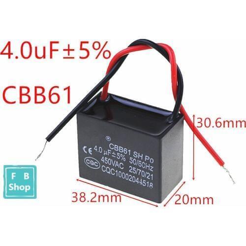1pcs CBB61 4uF 450VAC starting capacitance AC Fan Capacitor CBB Motor Run Capacitor