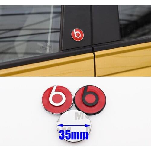 1pcs 3D 35mm Beats metal car A pillar Door frame sticker Hi-Fi Speaker audio Speaker Badge stereo Emblem sticker accessories