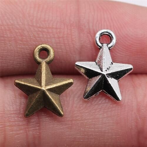 20pcs 14x11mm 2 Colors Antique Silver Color Antique Bronze Star Charms Small Star Charms Tiny Star Charms