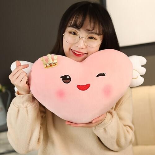 2020 Lovely Super Soft Smiley Heart with Crown Plush Pillow Good Quality Stuffed Toys Cute Doll for Kids Girls Birthday Gifts