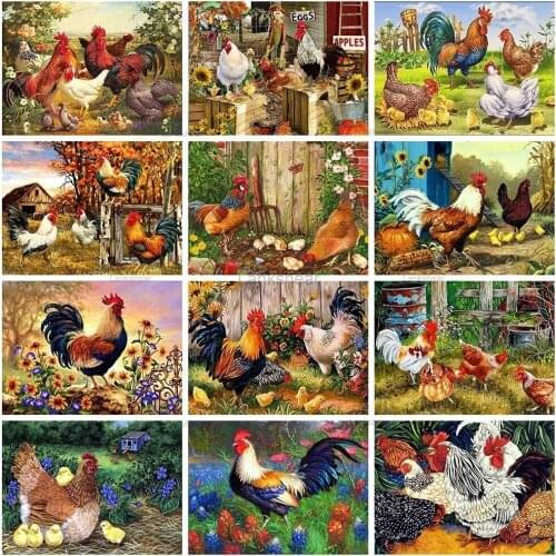 5D Diy Diamond Painting Embroidery Animal Chicken Full Drill Mosaic Farm Handicraft Kits Art Pictures Home Wall Decor Gift
