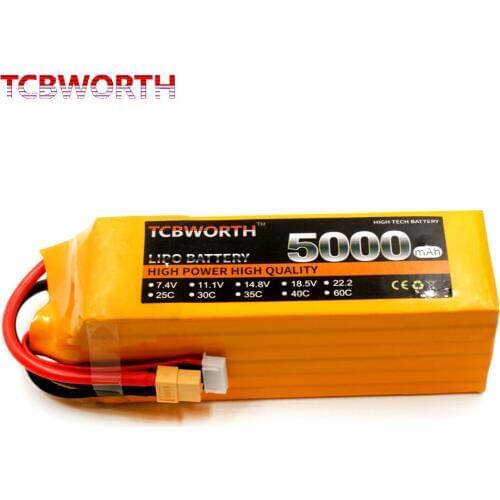 New 6S 22.2V 5000mAh 60C RC Helicopter LiPo Battery Max 120C For RC Airplane Quadrotor Drone Aircraft Car Boat Batteries