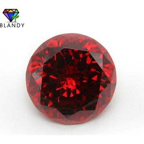 Free Shipping MOQ=1pc 18~65mm Round Brilliant Cut Red CZ Stones 5A Quality Orange Color Cubic Zirconia Stone Synthetic Gems