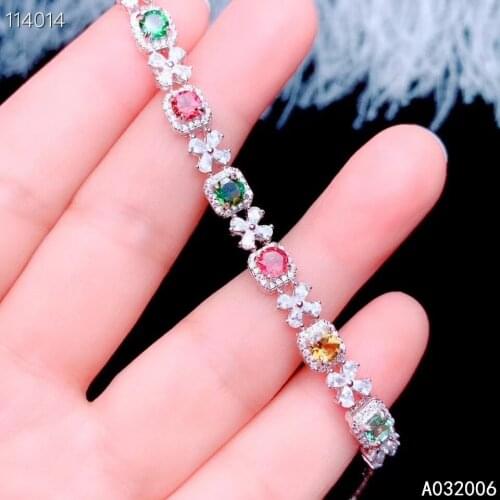KJJEAXCMY fine jewelry 925 sterling silver inlaid natural tourmaline bracelet delicate female fashion bracelet support testing