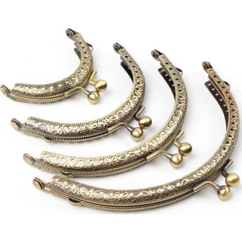 5pcs/lot Bronze Vintage Pattern Coin Purse Frame Handbag Frame Basic Kiss Clasp Bag Wallet Accessories Swing Tools DIY Craft
