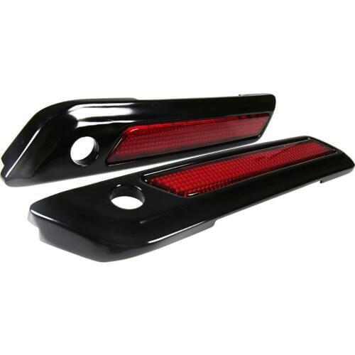 Black Hard Saddlebag Latch Cover+ Red Reflectors For Harley Touring Street Glide Road King 2014-2018 Models