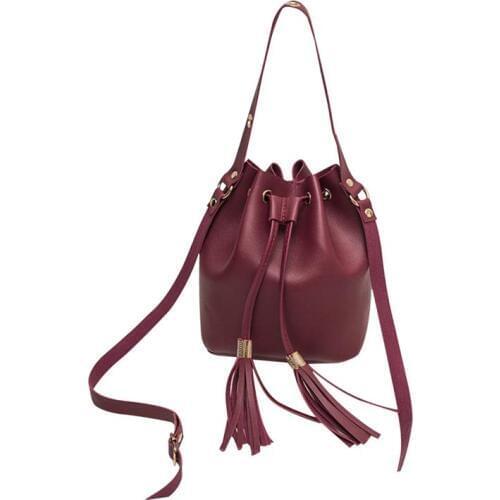 Coofit Drawstring Tassel Bucket Shoulder Bag Womens Bucket Bag Fashion Tassel Drawstring Shoulder Purse Crossbody Bag For Women
