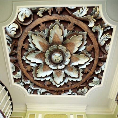 Wood Texture Flower 3d ceiling wallpaper for living room Hall 3d wall photo murals 3d Ceiling Wall paper Stickers entranceway