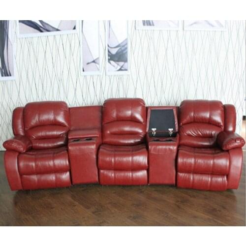 Living room sofa Recliner Sofa, real cow Genuine Leather Sofa, Cinema theater sofa home furniture 3 seater chaise bed couch
