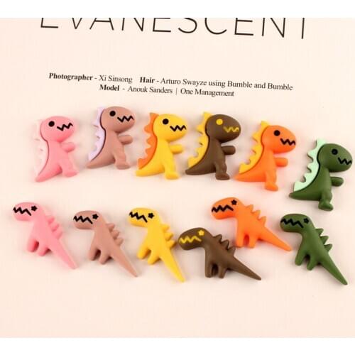 Kawaii Animal Dinosaur crocodile Resin Cabochons Rubber Palstic Flatback DIY Jewelry Findings Clay Beads Charms Patch 10pcs