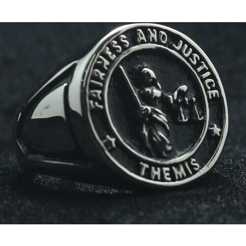 Unisex 316L Stainless Steel Themis Fairness And Justice Newest Ring