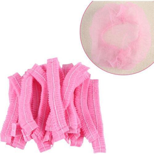 100/200pcs Disposable Hair Cap Non-Woven Dust Cap Bouffant Cap For Medical Service Food Baking Makeup (Blue/Pink)
