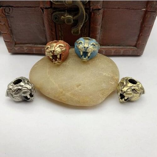 Brass 4 COLOURS Leopard Outdoor EDC Pendant Jewelry Umbrella Rope Knife Bead Lanyard DIY Handmade Keychain Bracelet Accessories