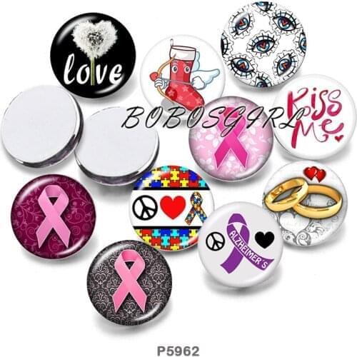 Ribbon PINK Love 12mm18mm 20mm Snap button jewelry DIY Bracelet Round photo glass cabochons P6070
