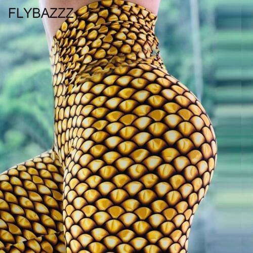 New Sport Leggings Women Golden Yoga Pants Workout Fitness Clothing Jogging Running Pants Gym Tights Stretch Print Sportswear