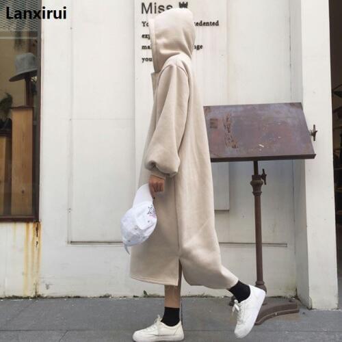 New fashion Hoodies femme korean japanese women Sweatshirt Casual Long Sleeve womens Solid harajuku loose plus velvet pullovers