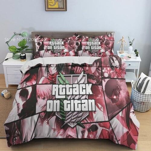Attack On Titan Duvet Cover 2/3 Pieces Cartoon Anime Bedding Set 3D Print For Kids Gift Bed Cover Set Comfortable Sofa Bed Line