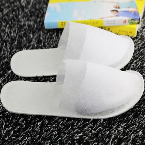 5Pairs Disposable Solid Color Closed Toe Non-Slip Flat Shoes Travel Slippers