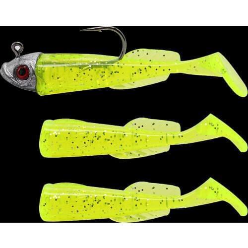 WALK FISH Minnow Lead Head Soft Fishing Lure Wobblers Jig Head Silicone Bait Offset Hook Jigging Fishing Tackle For Bass Pike