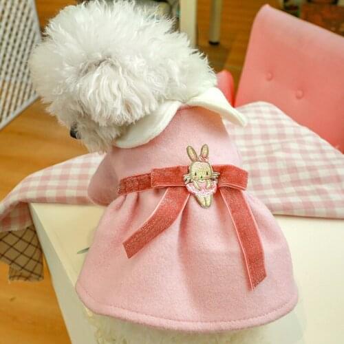 Pink ballet Dresses For Small Dogs Girl Female Big Bows Pet Coat Outfit Costumes For Puppy Animals Winter Cat Wool Skirt Product