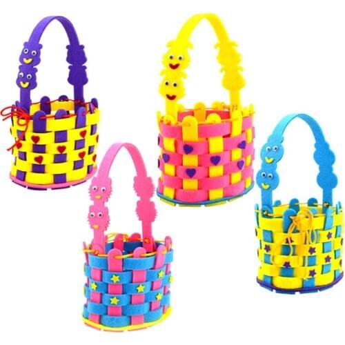 Handcraft Hand Knitted Nonwoven Handbasket DIY Kindergarden Sewing Toys Children DIY Basket Kids Craft BUY ONE GET ONE FREE