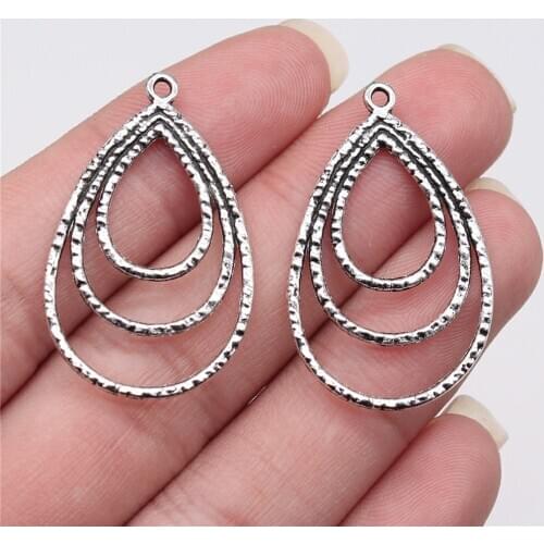 WYSIWYG 10pcs 35x22mm Antique Silver Color Triple Drop Earrings Pendant Earring Connector For Jewelry Making