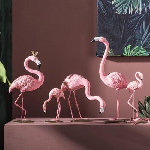 Nordic Ins Pink Flamingo Home Decoration Romantic Crafts Resin Decoration Shop Decoration Birthday Props Wedding Decoration Gift