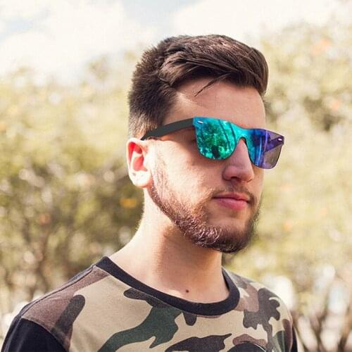 Fashion One Piece Lens Sunglasses Men Women Vintage Coating Mirror Sun Glasses Male Siamese Unisex Shades Oculos Uv400 Windproof