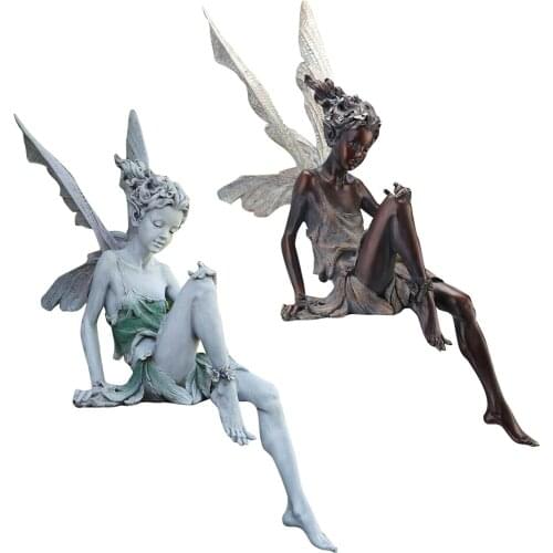 Resin Fairy Statue Ledge Decorative Figurine Shelf Porch Sculpture Craft