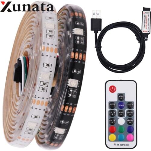 DC 5V USB 5050 RGB LED Strip TV Background Lighting Adhesive Tape Waterproof Flexible Ribbon LED Light Lamp 17Key 3KEey 1m 5m