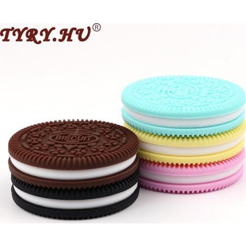 TYRY.HU 3Pcs Cookies Silicone Baby Teethers BPA Free Food Grade Baby Chewable Teething Toys Fashion Jewelry Necklace Pendant
