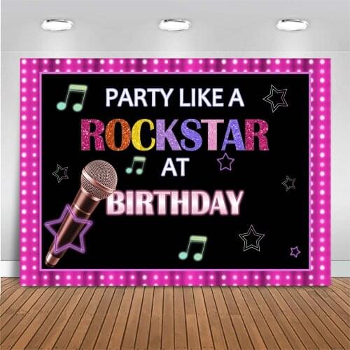 Party LIke A Rockstar At Birthday Backdrop Adult Birthday Party Background Decoration Rock and Roll Party Photo Shoot Backdrop
