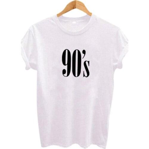 Womens Hipster Harajuku Clothing Born In 90s Saying Tumblr T Shirt Femme Black White Cotton Tops Tee Shirt 90s Slogan T-shirt