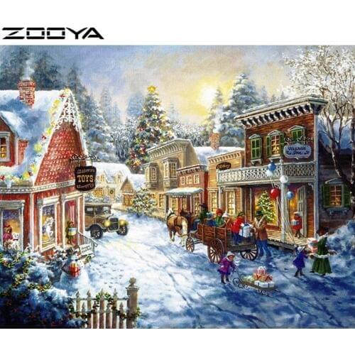 ZOOYA DIY Painting Diamond Cross Stitch Decorative Cartoon Christmas Snow Pictures Family Decorative Ornaments Handmade Gift P46