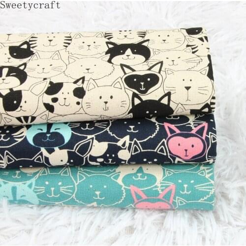 110x45cm Thick cotton fabric by Yard Animal Cat prints Cloth DIY Handmade Sewing Bag Patchwork Material Accessories Home Textile